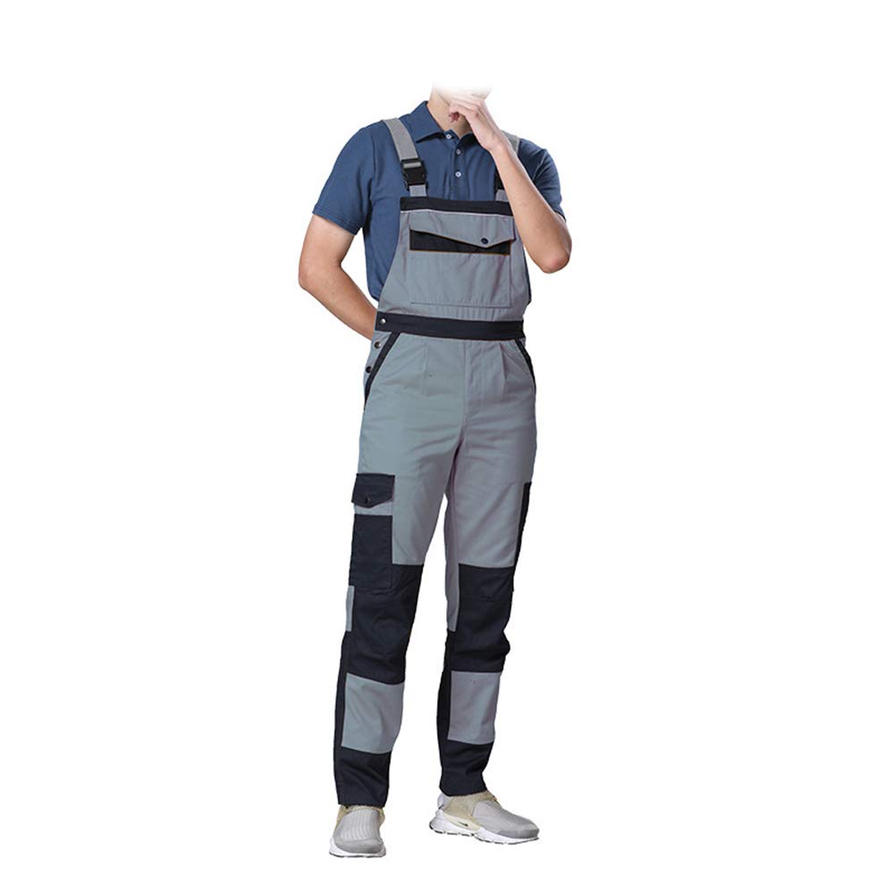 Latzhose, Latzhose Arbeitshose, Baumwolle Multi-Tasche Einstellbar Vier Jahreszeiten Geeignet Geeignet Für Verschiedene Branchen,Grau,XL