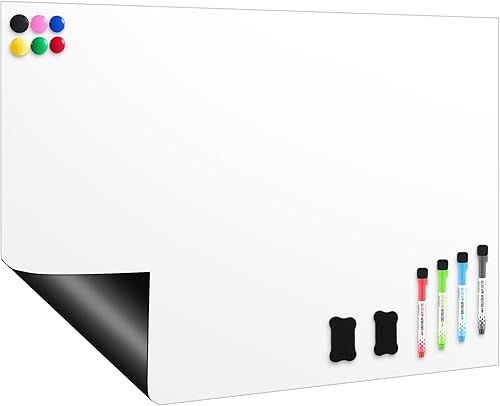 Pasimy Pizarra magnética de borrado en seco, papel de pizarra blanca de 48 x 60 pulgadas, gran adhesivo autoadhesivo para pared, fácil de escribir y