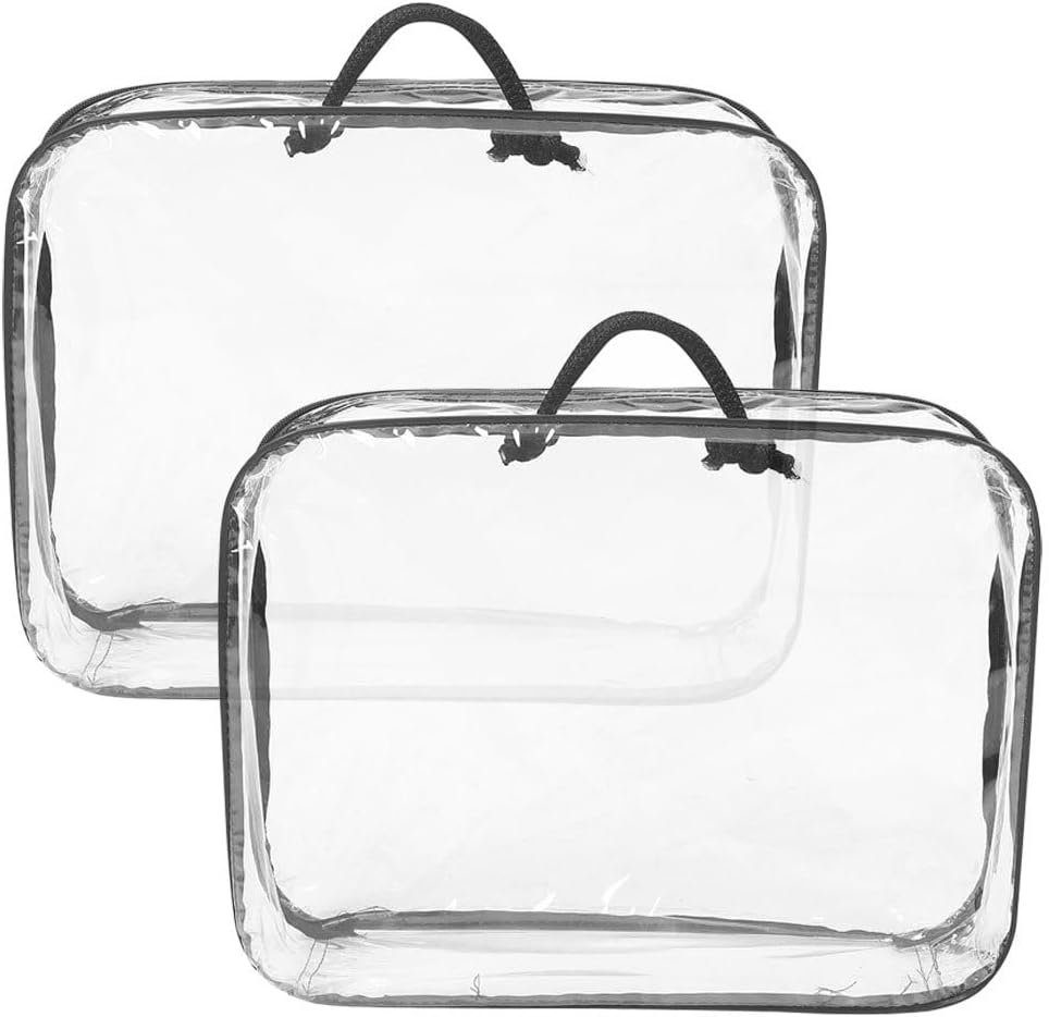 Amosfun 2Pcs PVC Storage Bags 12L Portable Blanket Socks Clothes Moving Bags Silk Quilt Pouch Closet Organizer and Under-Bed Storage 15.75 x 11.81 x 3.94 Inch