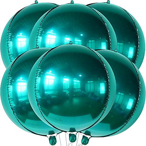 Image of KatchOn, Metallic Emerald Green Balloons - Big 22 Inch, Pack of 6 | Dark Green Mylar Balloons, Emerald Green Foil Balloons for Emerald Green Party Decorations