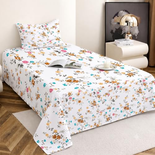 Image of IVAZA 260 TC Soft Ezyption Cotton Floral Single Bed Sheet - Single bedsheet with 1 Pillow Cover Hypoallergenic, Brethable, (Size- 90 x 60 Inch Bright Fuchsia
