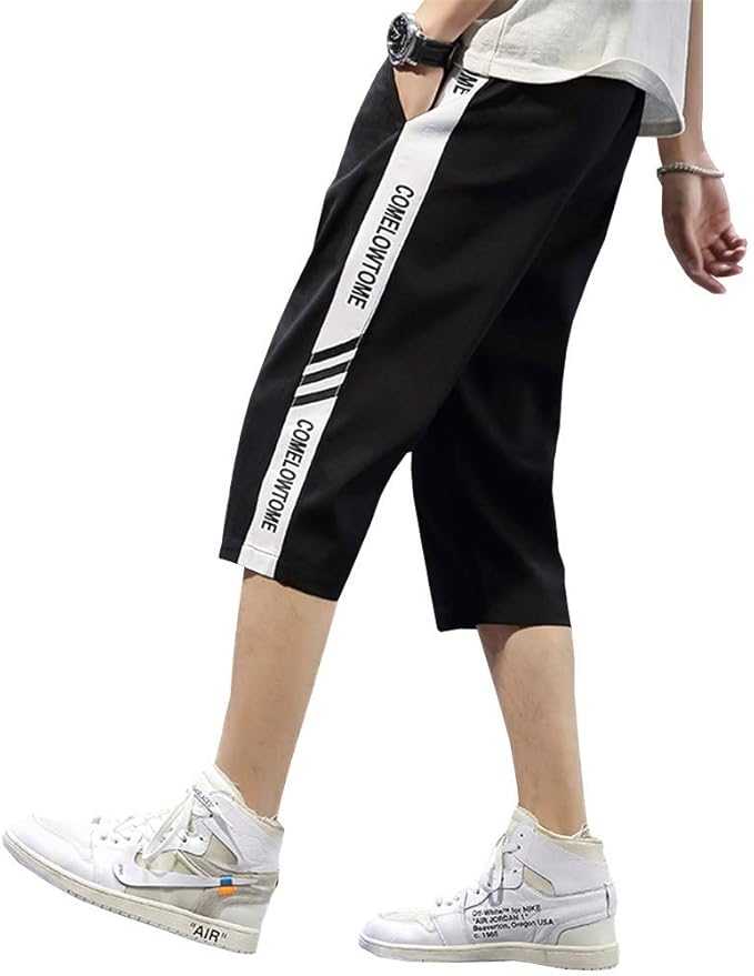 Amazon Angeloサルエルパンツ クロップドパンツ メンズパンツ 半パン 短パン 7分丈 ジョガーパンツ ウエストゴム ジャージパンツ カジュアル スポール ランニング ゆったり 5分丈 メンズ 通気 爽やか 流行り ショートパンツ 通販