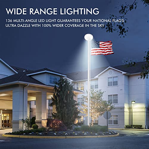 Ppq Solar Flagpole Led Light,New 136 Led 10000H Lifespan Flag Pole Light For 15-25 Ft Poles,Solar Powered Waterproof Lighting On Outdoor Pole Top,10 Hour Dusk To Dawn Auto On/Off #TOP5