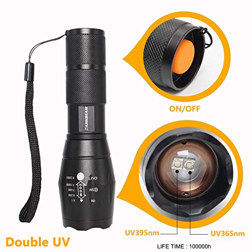 Darkbeam Uv 365Nm And 395Nm Light Wood's Lamp Blacklight Ultraviolet Flashlight Led Portable Mini Handheld Torch, Detector For Dog Urine Pet Stains Anti-Counterfeiting Identification, Resin Curing #TOP2