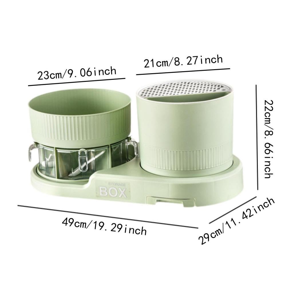 Étagère à épices avec Rangement pour ustensiles de Cuisine, Vert