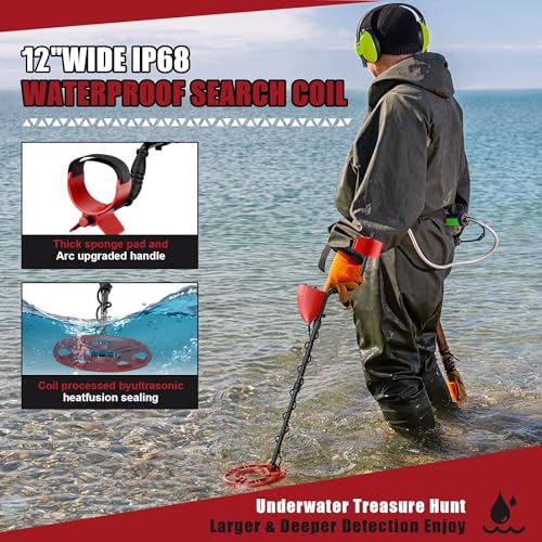 Metal Detectors for Adults Waterproof - Professional Higher Accuracy Gold Detector with LCD Display，5 Mode，Advanced DSP Chip 12" Coil Metal Detectors - R3040 - Thumbnail 7