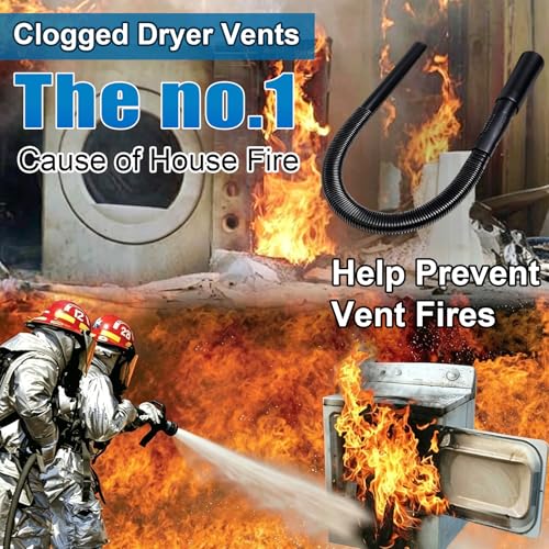 Image of 3 Pieces Dryer Vent Cleaner Kit: Vacuum Hose With Brush & Gloves Fits for Vacuums Cleaner, Refrigerator Condenser Coils, Tight Spaces Behind Appliances, Deep Cleaning Tools for Clogged Ducts- Black
