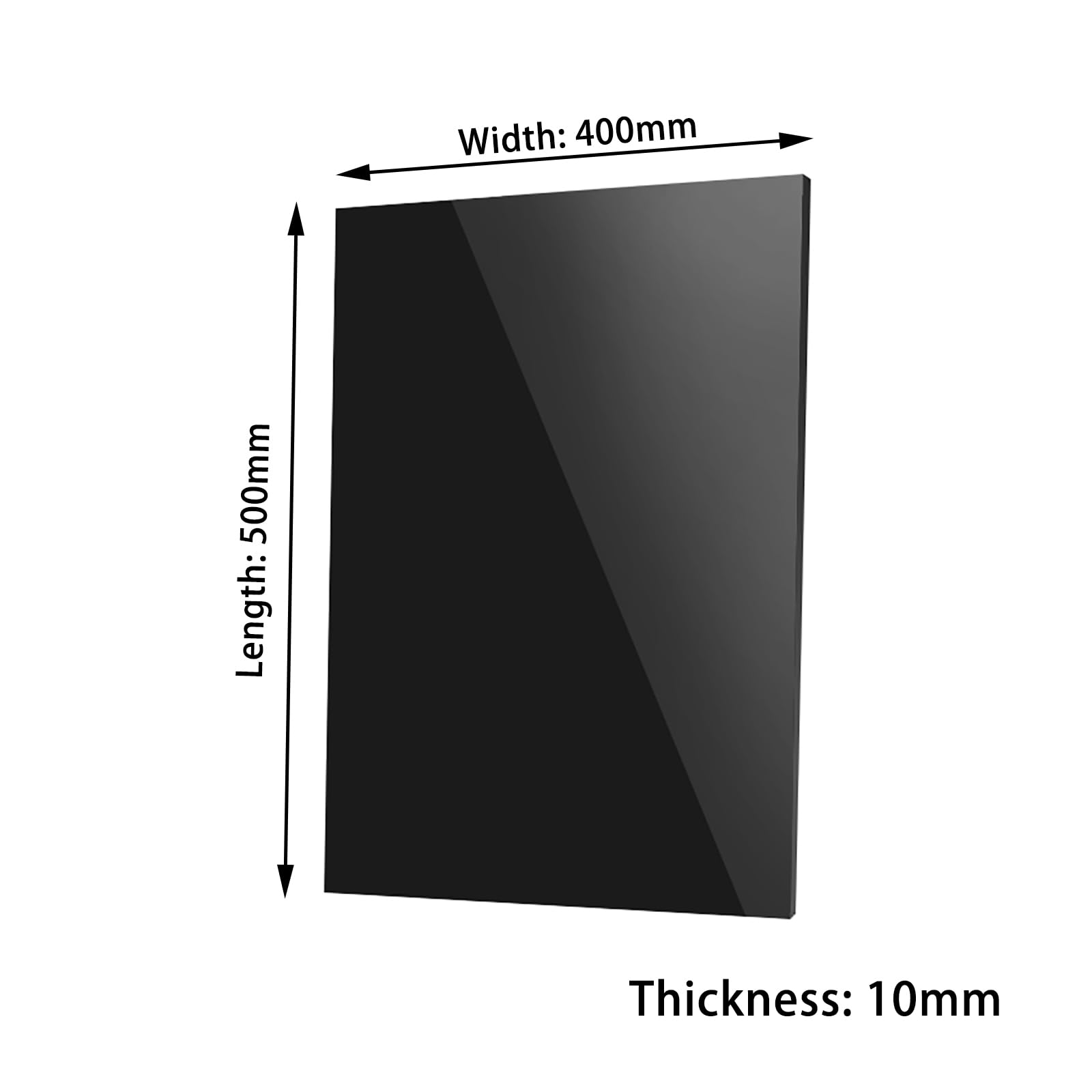 Acrylplatte aus Kunststoff, Acrylplatten, schwarz, 500 x 400 mm, mehrere Stärken, mit Schutzpapier for Heimwerkerarbeiten(Thickness: 10mm)