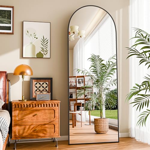 Image of 59 inchx16 inch Floor Mirror Full Length, Arched Full Length Mirror with Stand, Full Body Mirrors for Bedroom Living Room or Cloakroom Black