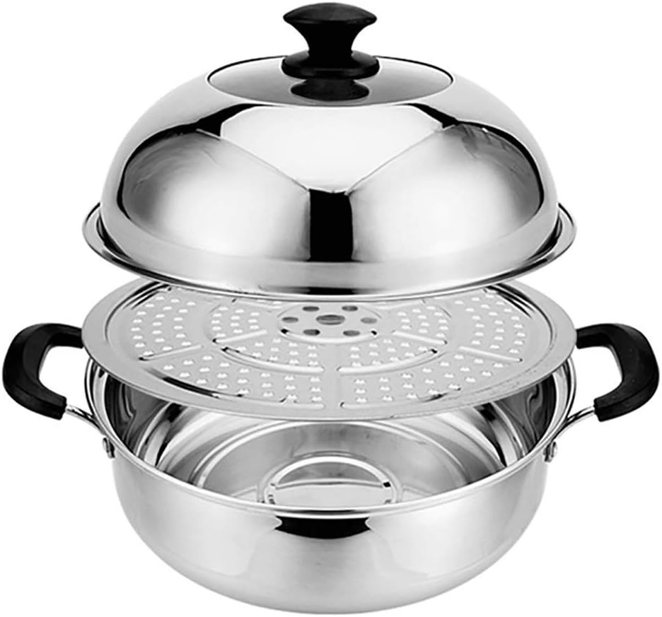 ステンレス鋼鍋 蒸し器 ふたと蒸しスライス付きの濃厚スープ鍋 調理鍋 28