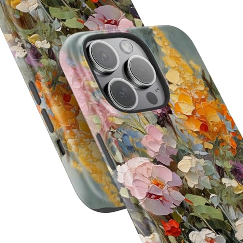 Image of Goodon for iPhone 14 Pro Max Case Cute - Wireless Charging Compatible - Dual-Layer Hard Shell + Silicone Cover - Protective Phone Case with Trendy Designs for Women - Oil Painting Flowers | Dual-Layer Hard Shell + Silicone, Slim Fit Protective Phone Cover with Wildflower Designs for Women Girls