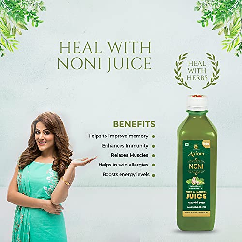 Axiom Ayurveda Noni Juice | Made with Fresh Noni Fruit (Morinda citrifolia) | Rich In Antioxidants | Helpful in Boosting Energy And Immunity | No Added Sugar - 500 ml 1