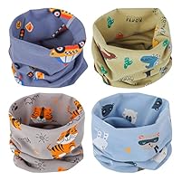 TSLBW 4 Pcs Kids Neck Scarves Girls Boys Warmer Cotton Scarves Baby Winter Cotton Neck Scarf Kids Cute Multi Use Circle Collar Neck Scarf Toddler Windproof Winter Spring Autumn Loop Neckerchief (A)