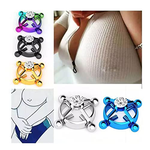 2Pcs Nipple Rings Stainless Steel Nipple Shield Rings Barbell Ring Rhinestone Nipple Rings Body No Piercing Jewelry For Women #TOP1