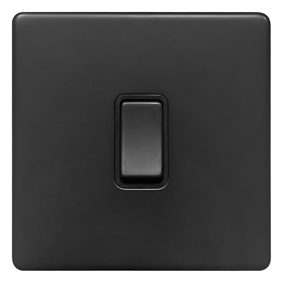 Matte Black Single Light Switch, 1 Gang 2 Way, 10AX 250V, Flat Plate Design BL302