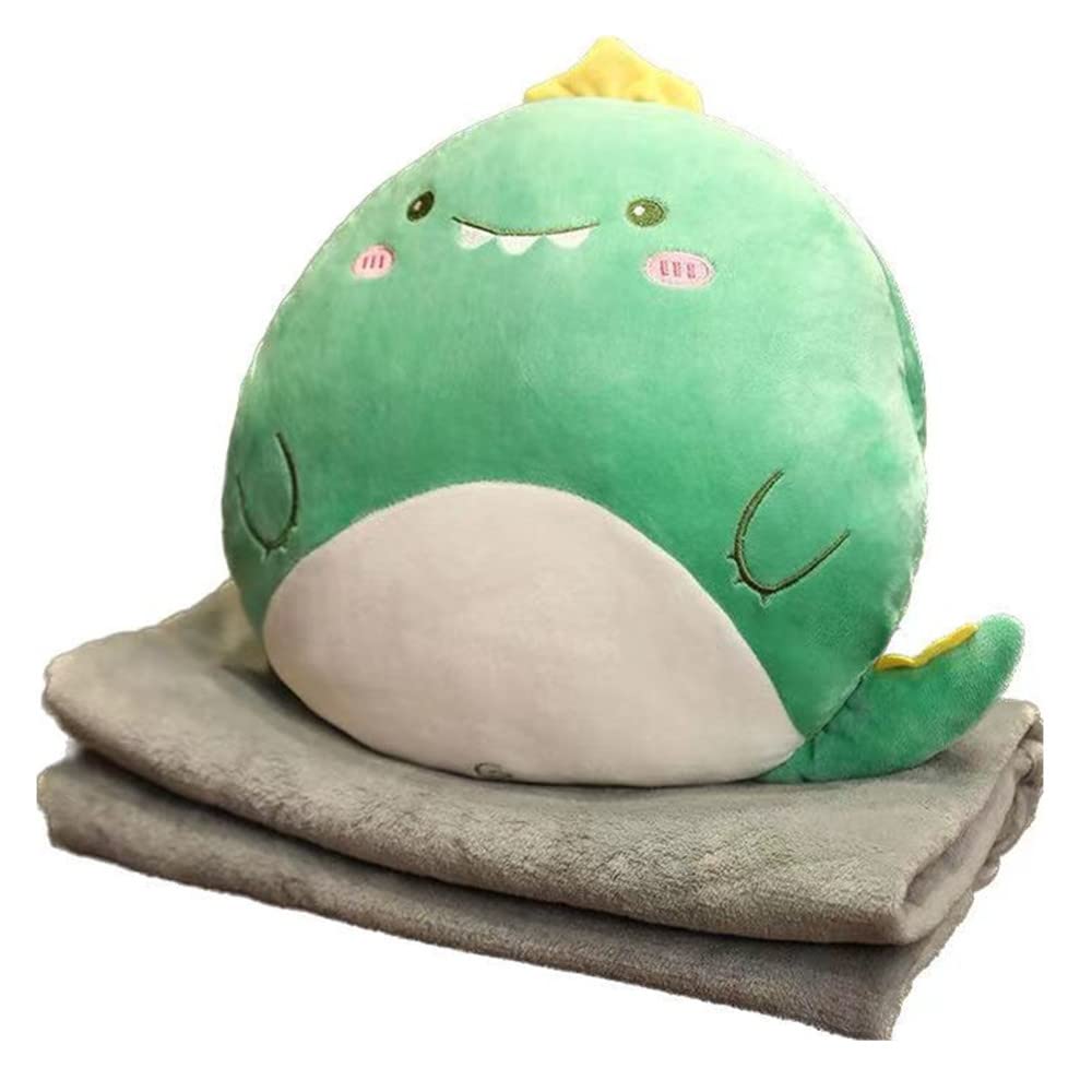 YGMXZL Travel Blanket and Pillow,3 in 1 Plush Toy Pillow,Blanket and Hand Warmer,Foldable Blanket Extend Throw Pillows for Home Office Car Sofa (Dinosaur, L)