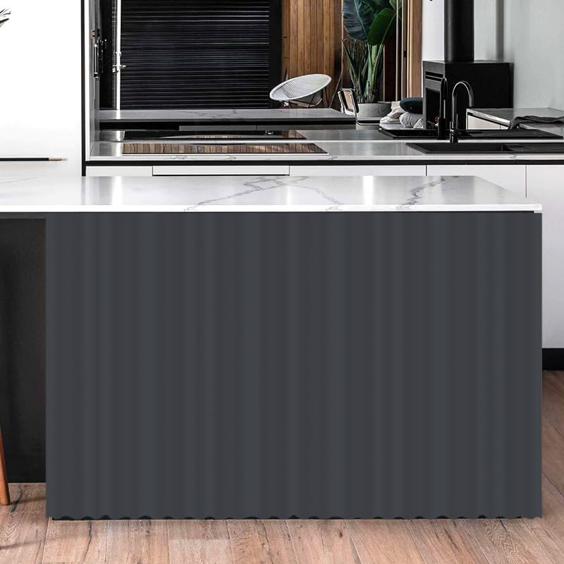Highdi Cortinas de Gabinete con Hook y Loop, 3D Cortinas Cocina Cortas Color Sólido Moderno, para Cocina y Gabinete de Zapatos, Gabinete de Libros y Debajo del Fregadero (Gris 2,60 x 90 cm)