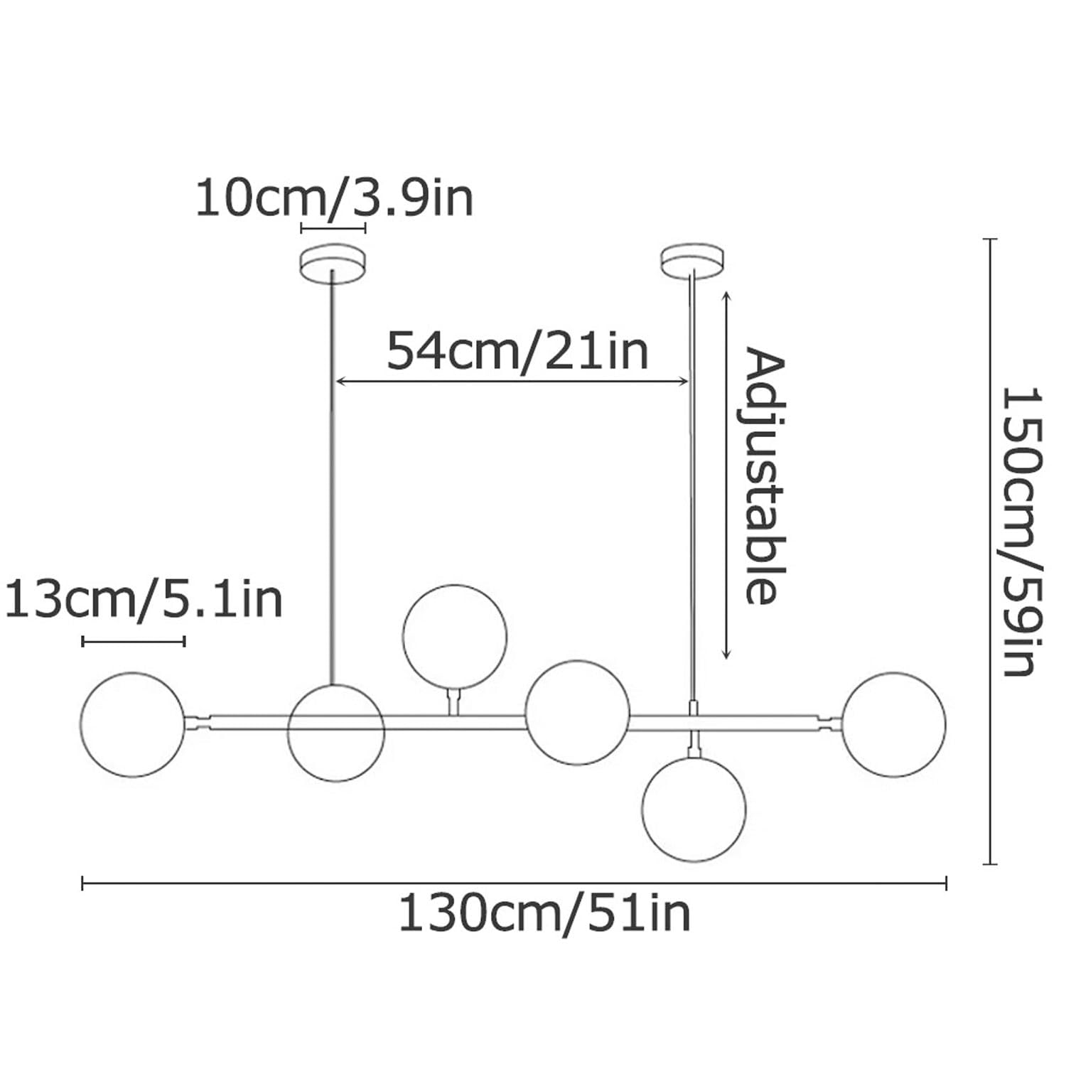 Lampadario moderno a 6 luci E27, lampada a sospensione industriale da soffitto per interni, con paralume in vetro a globo, apparecchio di illuminazione a sospensione regolabile per isola cu