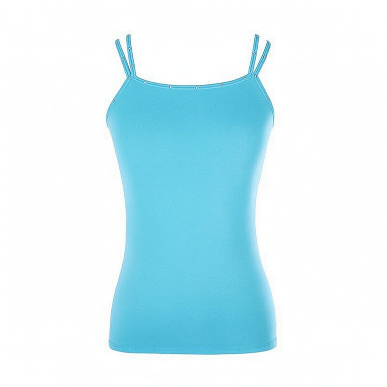 Skating Training Vest Form-Fitting Figure Skating Vest Thin Straps Sleeveless Training Top Sky Blue XXL | Dresses | Ice Skating | Winter Sports-image-41