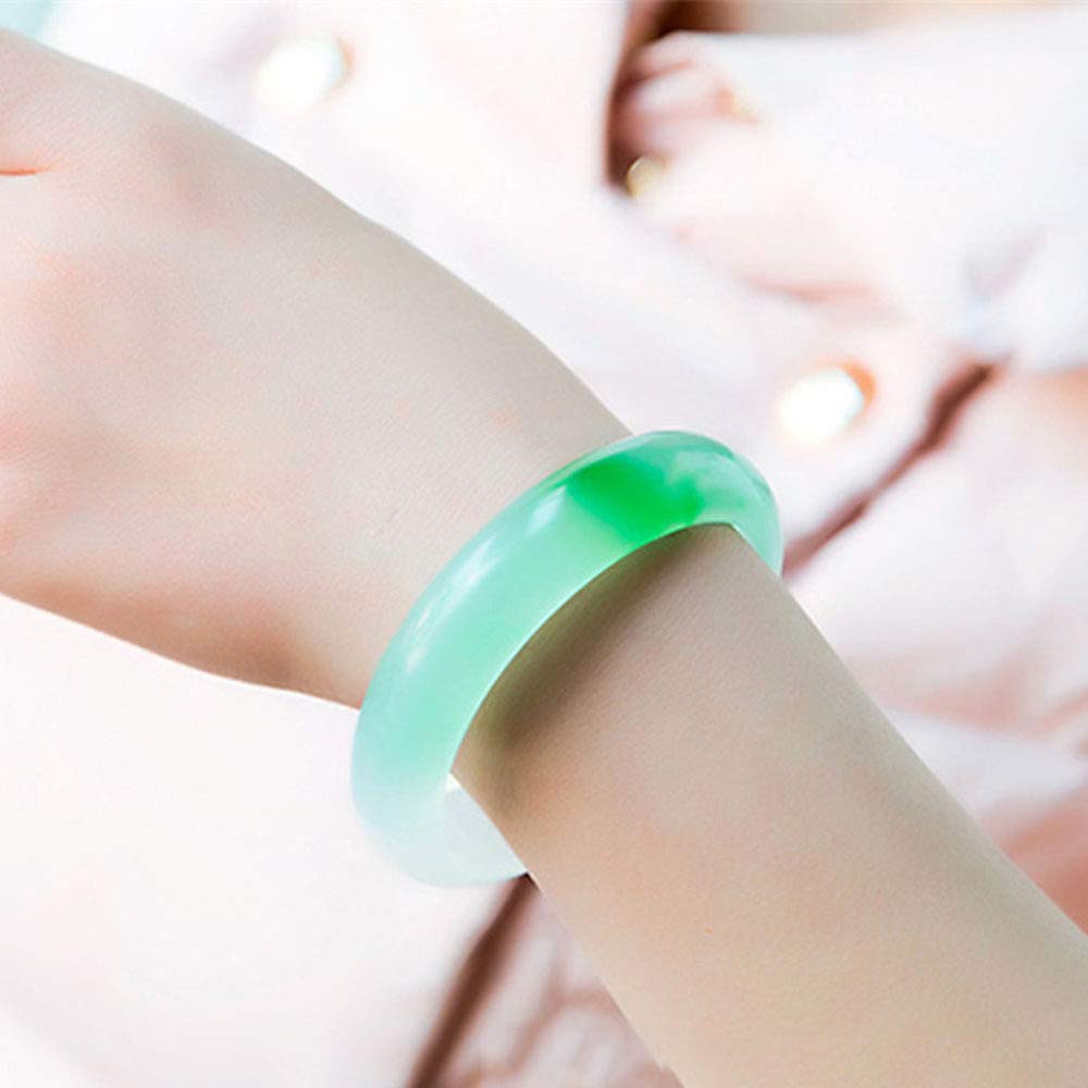 SnamicE Jade Bangle, Green Jade Bracelet, Natural A-Grade Green Flower Jade Bracelet Female Models ice Jade Jade Bracelet with Box,63mm