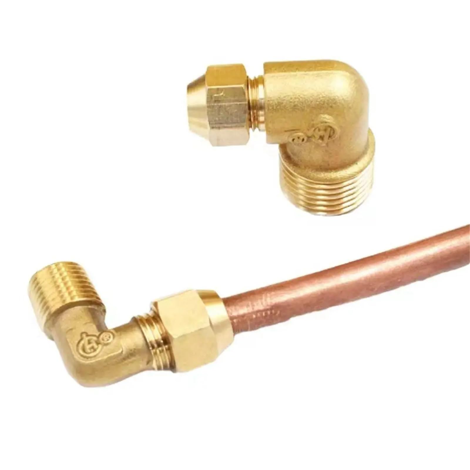 Copper Tube Outer Diameter 6/8/10/12mm x 1/8" 1/4" 3/8" 1/2" BSPP Male Brass Elbow Flare Pipe Fitting Air Condition(10,1/4")