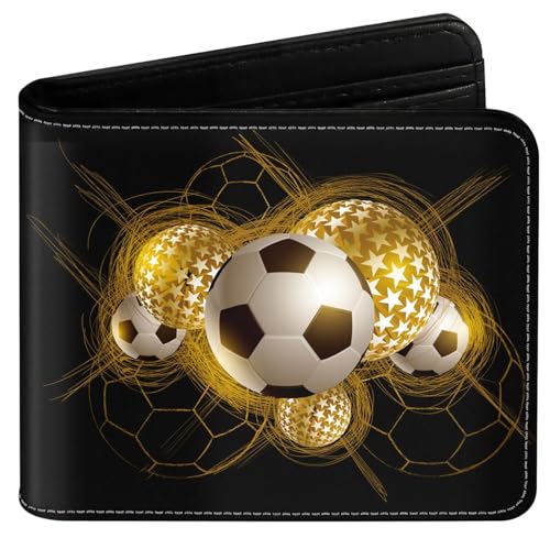Image of EXXBYELI Boys Wallets Soccer Leather Wallets Credit Id Card Cash Holder Black Rfid Blocking Zipper Cute Cool Funny Aesthetic Wallets With Coin Pocket Id Window Teen Wallets for Boys Teenager Wallet