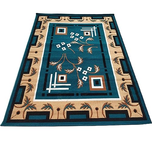 Image of Fine Wool Rectangular Carpet for Living Room, Bedroom and Hall (Color BLUE /10S Size 6 x 8 feet)
