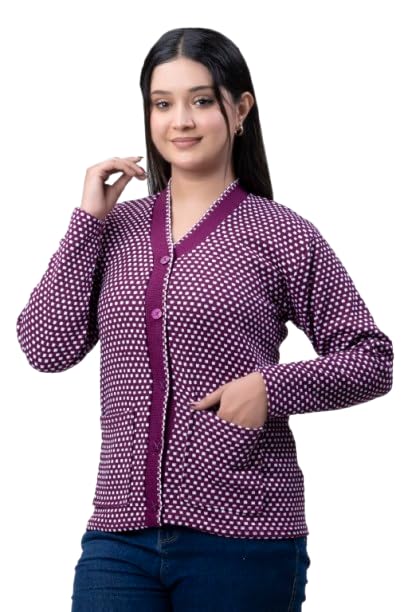 guru kirpa Women's Warm Woolen Cardigan Sweater Front Button Closure Full Sleeves Soft Knit Winter Wear Stylish Checkered Design-picture-13