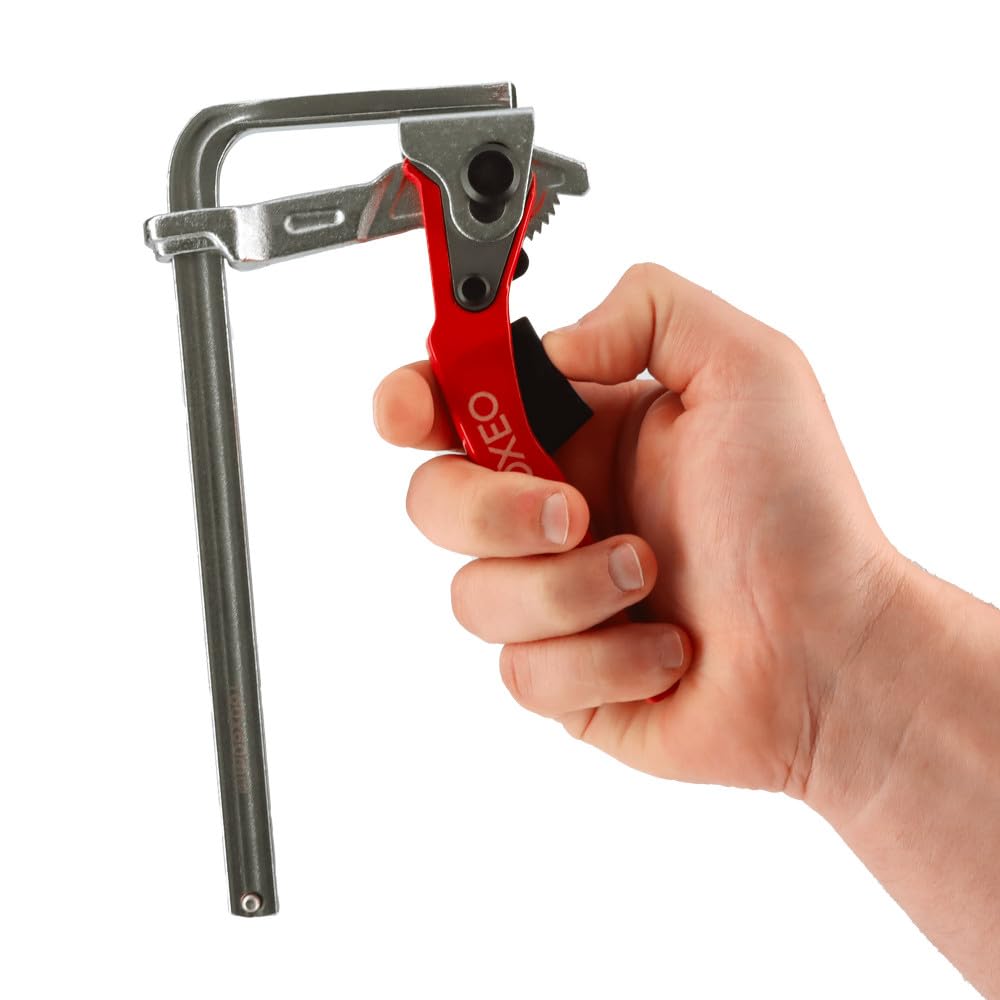 Serre joint à levier 160mm X2 - rapide adapté rail de guidage - Pince table à cliquet - Saillie 60mm - Acier - Ponçage, coupe
