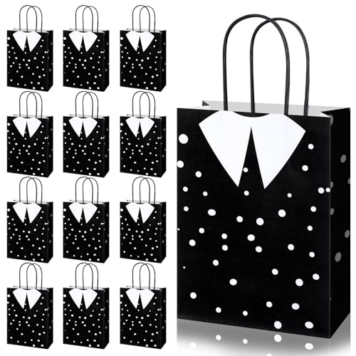 Gilprop 24 Pcs Goth Birthday Party Bags Horror Themed Birthday Decorations Paper Gift Bags with Handles Gothic Victorian Gift for Candy Treat Goodie Favors Dark Academia Decor(Polka Dot)