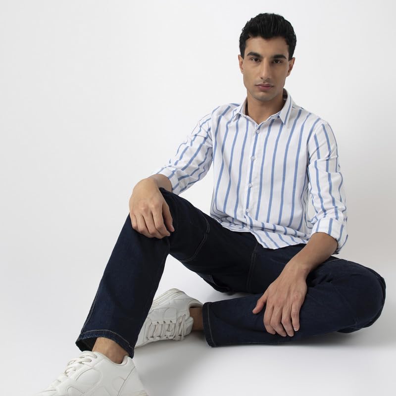 Image of Mens Striped Slim Fit Cotton Casual Shirt | Full Sleeves Mens Shirts | Stylish Shirt for Men