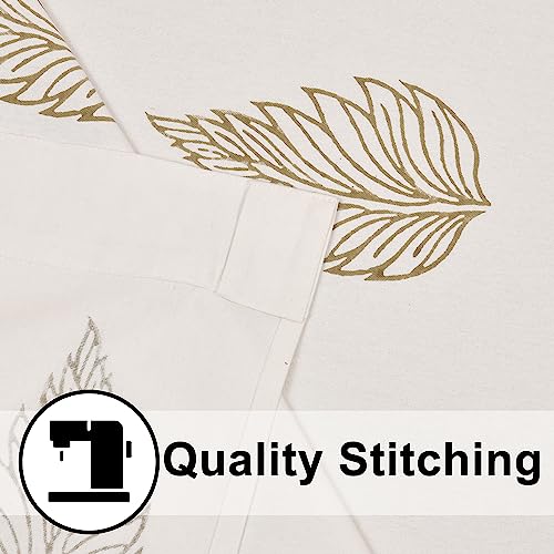 Image of THE LINEN COMPANY Cotton Printed Curtains 8 Feet Long, Leaf Design Door Curtains, 8ft Set of 2, Brown Leaf