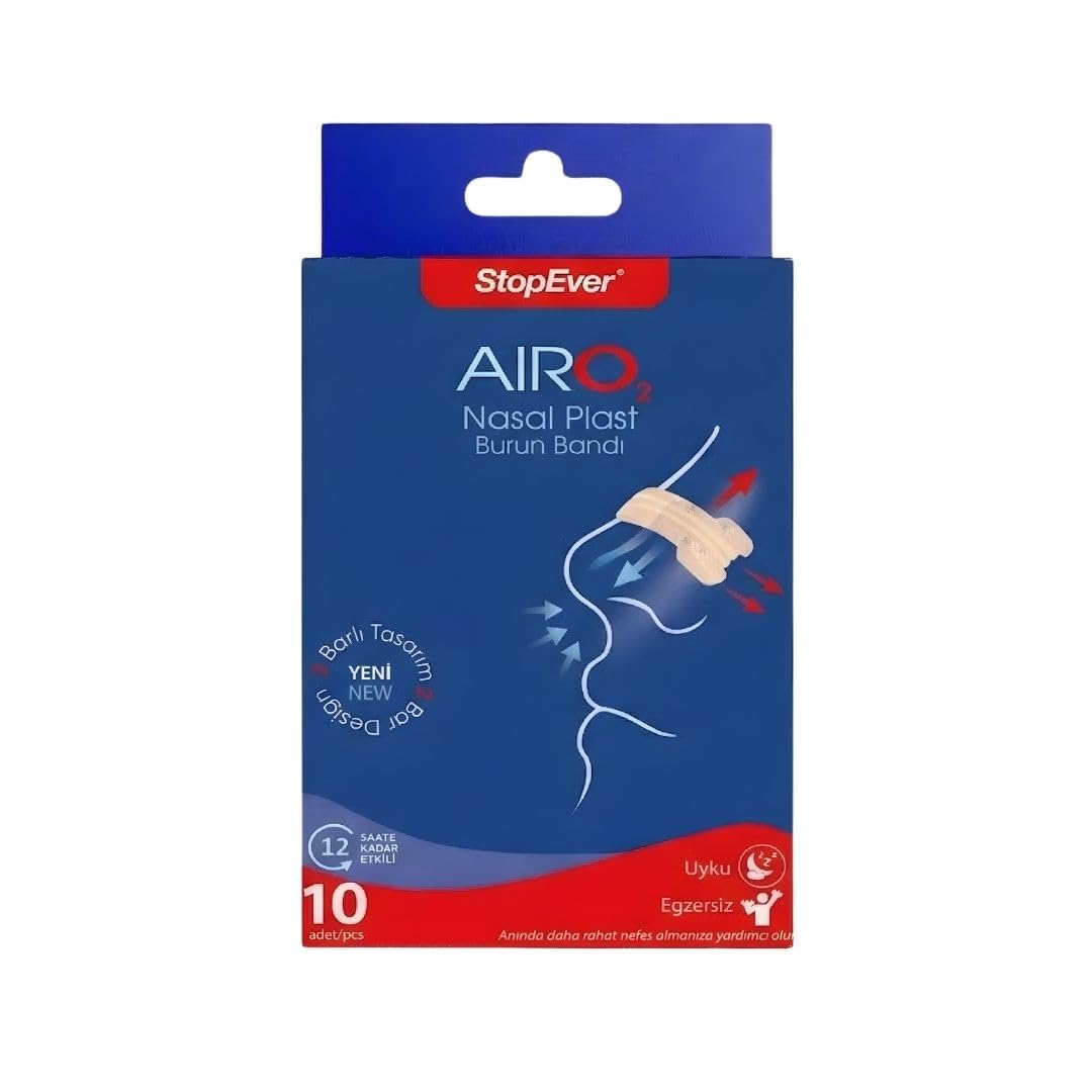 StopEver AIRO2 Nasal Plast Nefes Açıcı Burun Bandı 10lü