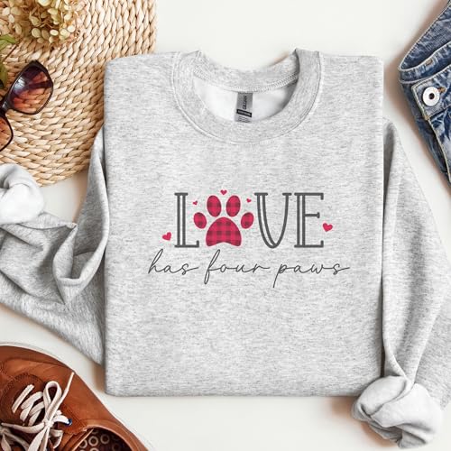 Love Has Four Paws Pullover Hoodie Dog Lover Gifts for Women Men Puppy Mom Dad Wife Crewneck Fleece Sweatshirt3