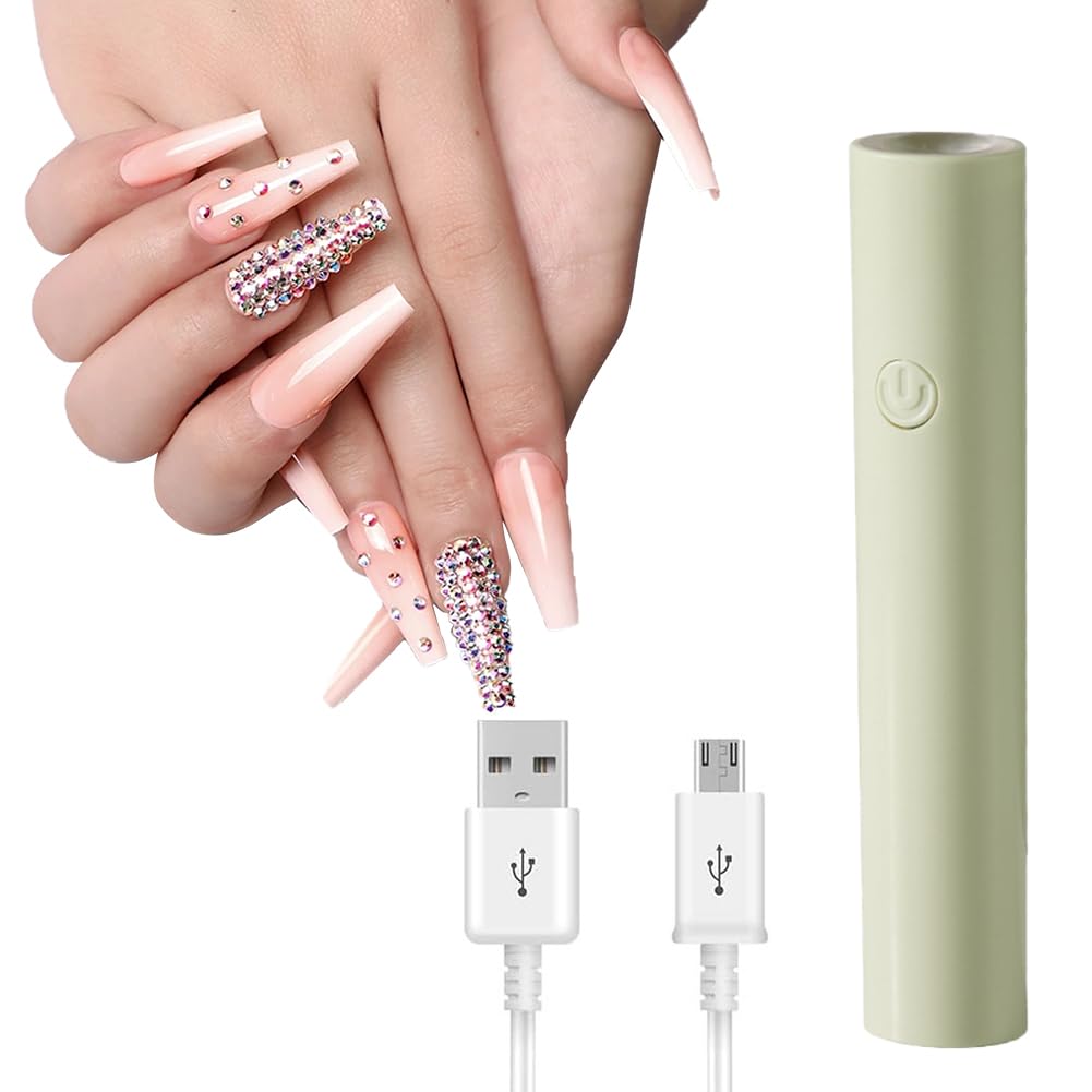 Mini Lampara UV LED Uñas, Lámpara LED Uñas UV, Recargable Secador de Uñas, Lámpara de Uñas LED UV Con 2 Temporizador, UV Lámpara de Uñas LED, Herramientas para Nail Art, Secado Rápido, Verde