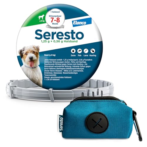 Elanco Seresto Promo-Set: Zecken- und Flohschutz für kleine Hunde bis 8 kg mit Kotbeutelspender, Halsband tötet Zecken und Flöhe schnell ab und schützt 7 bis 8 Monate lang Elanco Seresto Promo-Set: Zecken- und Flohschutz für kleine Hunde bis 8 kg mit Kotbeutelspender, Halsband tötet Zecken und Flöhe schnell ab und schützt 7 bis 8 Monate lang
