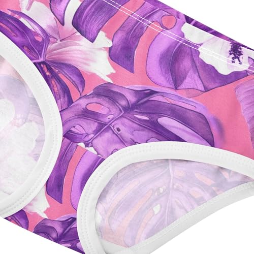 Cotton Toddlers Underwear Floral Tropical Purple Monstera Leaves Girl Panties Cute Print Briefs Underpants 2t4