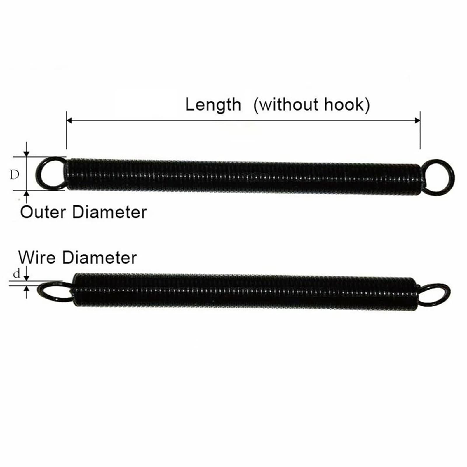 Molla estesa da 10 pezzi, molla di tensione a doppio gancio in acciaio per molle da 2mm x 23mm x 60mm