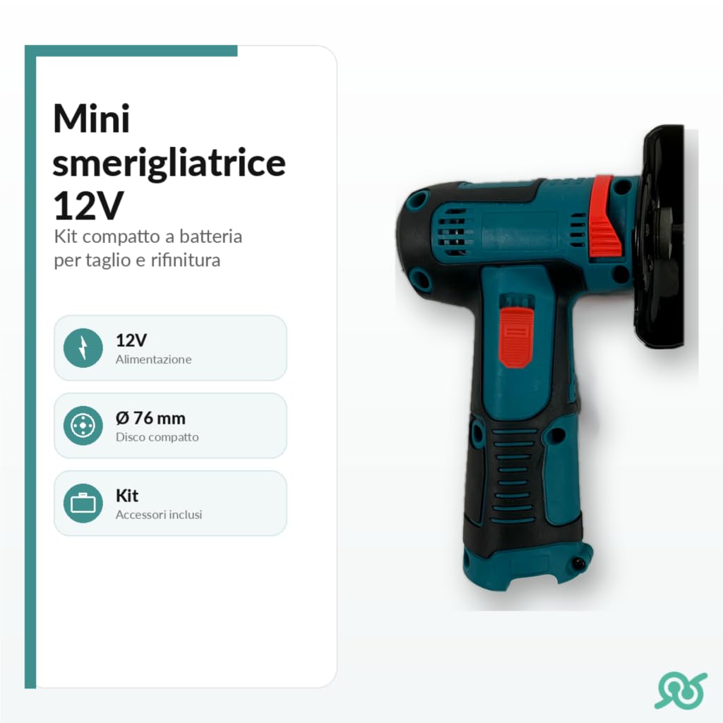 TEMPO DI SALDI Mini szlifierka kątowa z akumulatorem 12 V 76 mm do 19500 obr./min, zestaw z 2 bateriami, korpusem ABS i walizką ok. 23,5 x 20 x 9,5 cm, mini Flex do cięcia, DIY i warsztatu