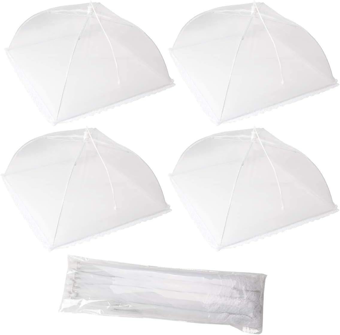 Ilyever 17" Large Size White Pop-Up Mesh Screen Food Cover Tents,Collapsible and Reusable Outdoor Picnic Food Net Tent Umbrella Protect Your Food and Fruit From Flies,Mosquitoes and Bugs