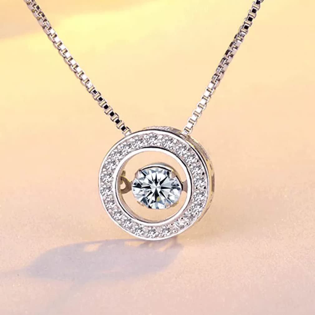Obrotowy naszyjnik 925 Sterling Silver Choker okrągły wisiorek z cyrkonią naszyjnik damska biżuteria na prezent