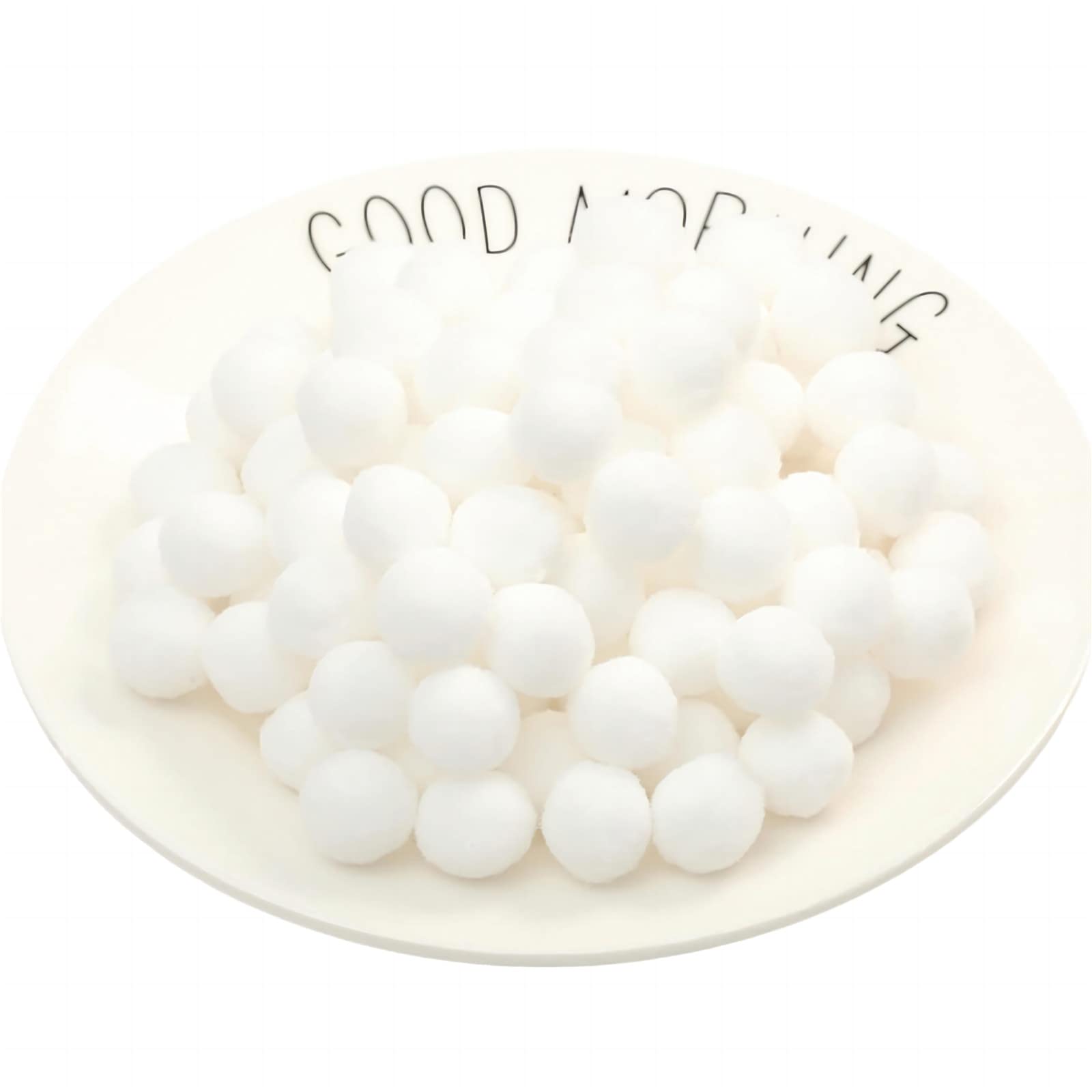 500 Pieces 15mm Craft Pom Poms Fuzzy Ball Cotton Rainbow Ball Easter Festive Pom Poms Self Adhesive Pompoms Fluffy Mini Pom Pom Balls Pompoms Ball for Jewelry Making Clothing Appliques (23_ White)