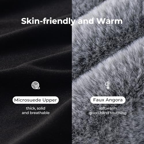 HomeTop Women's Classic Microsuede Memory Foam Slippers Durable Rubber Sole with Warm Faux Fur Collar 5