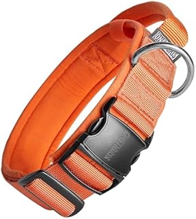 OneTigris Tactical Dog Collars with Handle,Military Dog Collar for Large Dog,Adjustable Nylon Collar German shepherd Collar with Heavy Duty Metal Buckle for Dog Training and Walking (L, Orange)