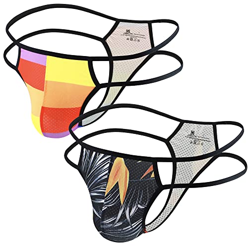 Men's Multicolor Thongs Underwear Sexy G-Strings Bikinis Low Rise Male Lingerie Jockstrap Briefs