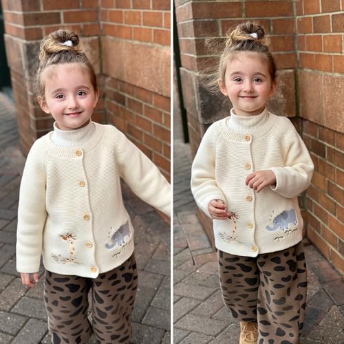 Curipeer Toddler Girls Cardigans Long Sleeve Button Closure Blue Knit Sweaters Outfits with Pockets3