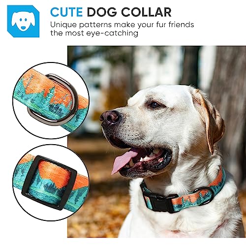 Image of HEELE Dog Collar, Adjustable Soft Dog Collar for Small Medium Large Dogs,Floral Patterned Puppy Collars with Quick Release Buckle L Length 15.94''-25.59'