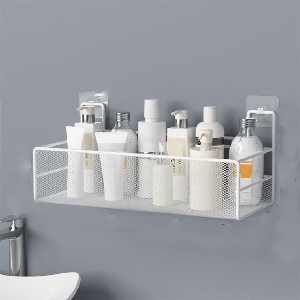 Bathroom Shelf Shower Shampoo Rack Toilet Accessories Kitchen Free Punch Condiment Storage Basket (Color : E, Size : 26x13x14cm) (D 26x13x14cm) image 2