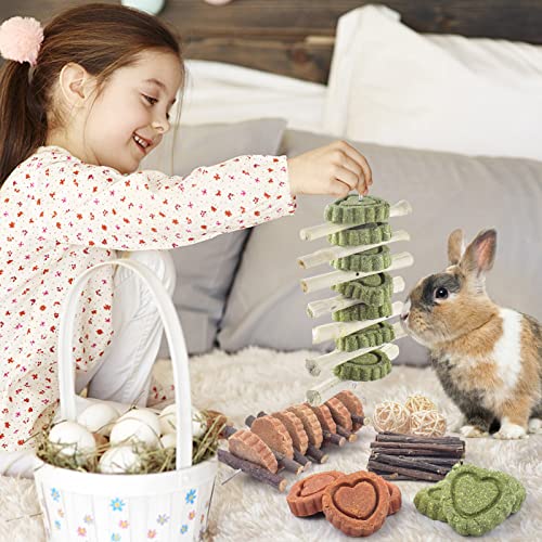 KATUMO Rabbit Treats, Natural Bunny Treats Organic Apple Stick Sweet Bamboo Timothy Hay Chew Toys - Image 6