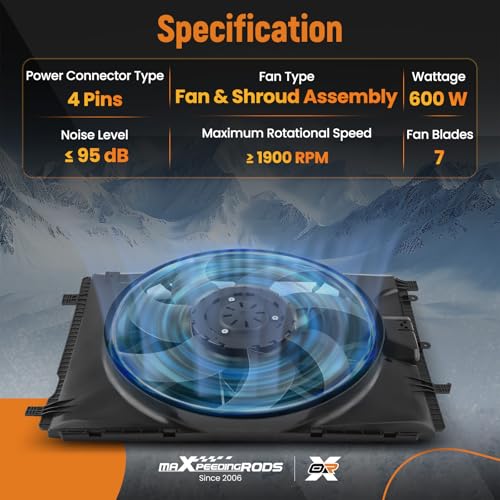 Image of maXpeedingrods Engine Radiator Cooling Fan Assembly for Mercedes-Benz C230 C250 C300 C350 C63 CLS400 E250 E300 E350 SLK250 A2045000293 A2049066802